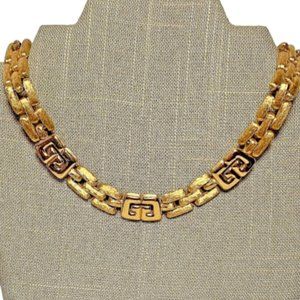 ❤️Vtg 80s Iconic GIVENCHY Gold Logo GG Link Runway Collar Necklace